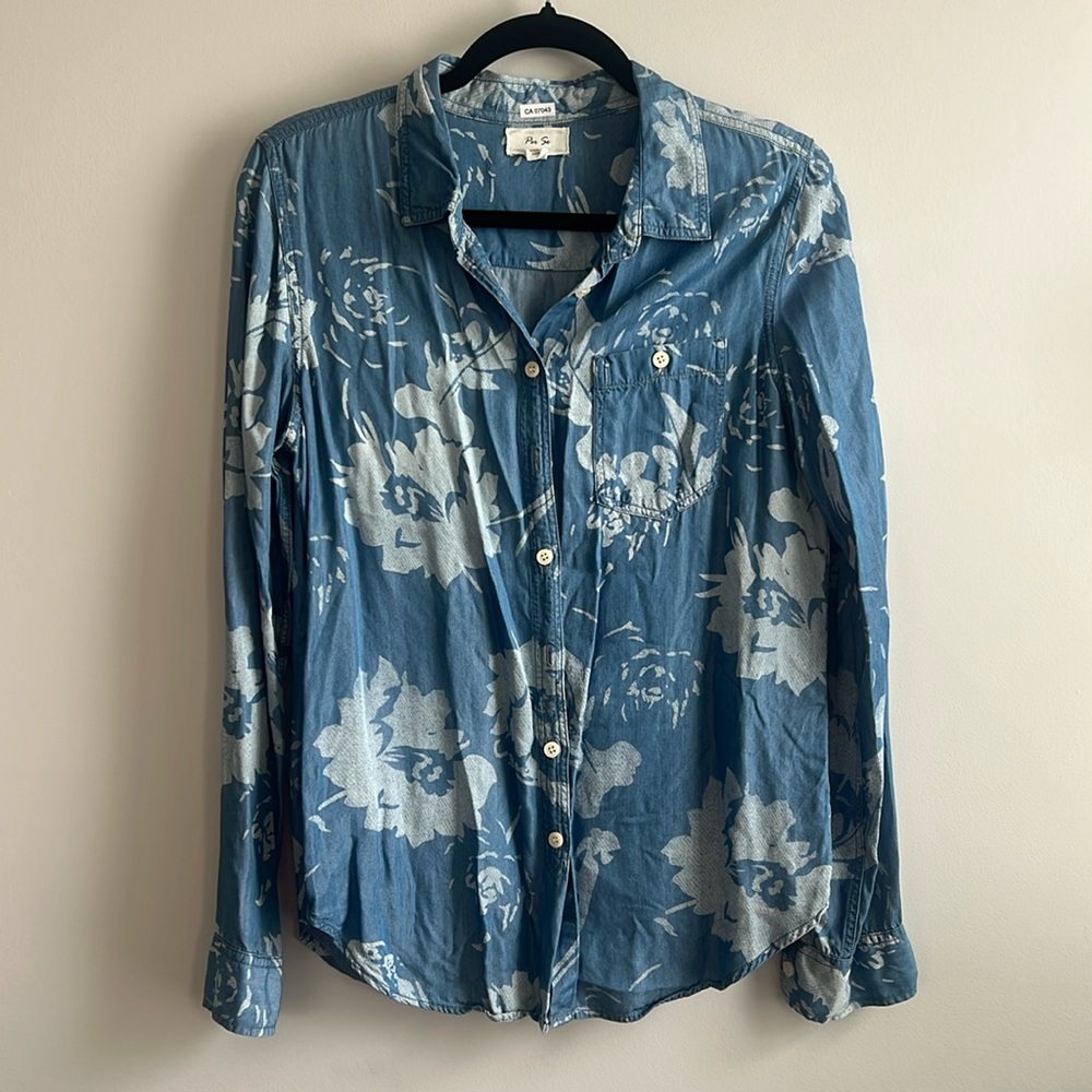 Per Se floral print lyocell button up shirt